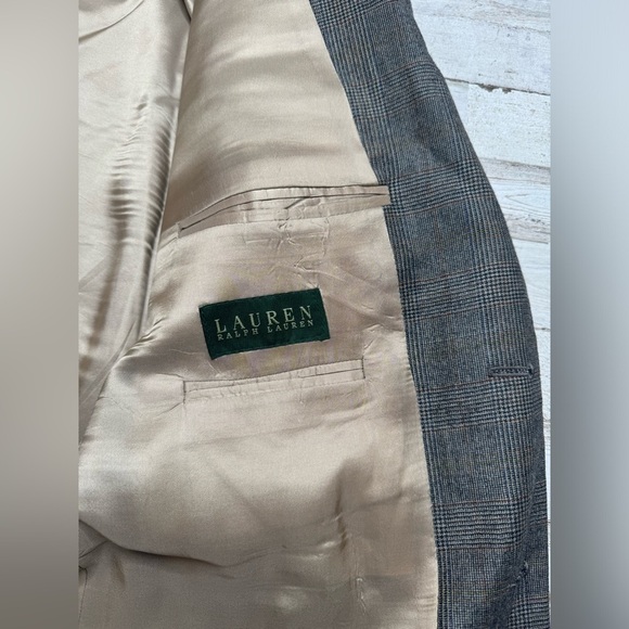 Lauren Ralph Lauren Blazer Jacket Men's 44R Gray Glen Check Wool Cashmere Blend - Picture 10 of 12